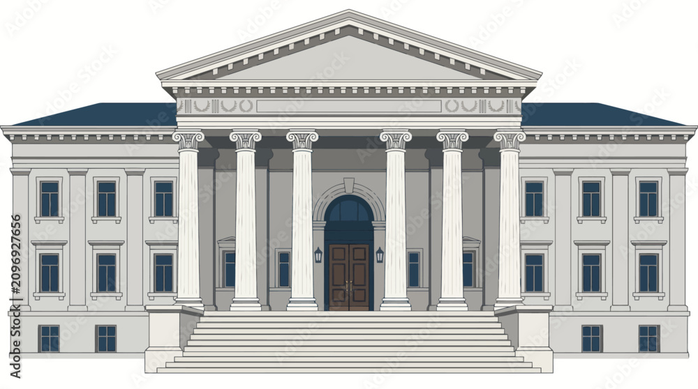 Obraz premium Classical Neoclassical Government Building Facade with Grand Pillars and Stately Architecture