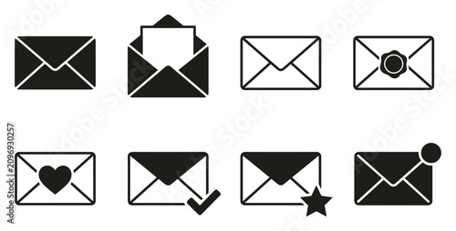 Foto Minimalist envelope icon variations set, premium vector line art bundle for digi