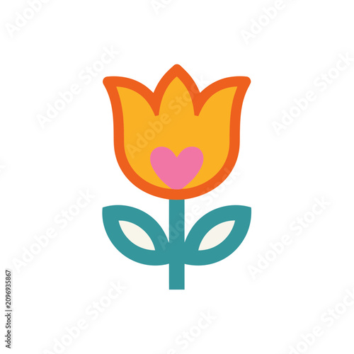 Stylized Tulip with Heart