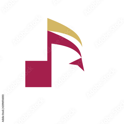 Abstract musical note with flowing lines