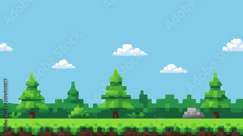 Pixel Art Forest Game Background Scrolling Loop