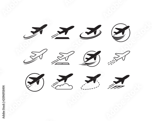 Airplane Flight Logo and Aviation Vector Icon Set.