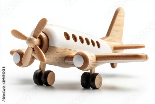 Wooden toy airplane model aircraft wooden toy propeller plane toy plane airplane aircraft children toy craft object isolated