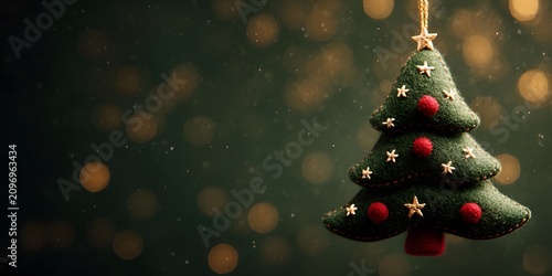 Christmas tree ornament with red balls and gold stars