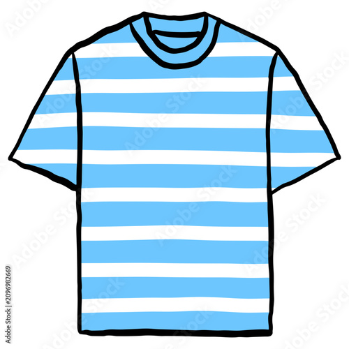 Blue and White Striped T-Shirt Illustration Vector