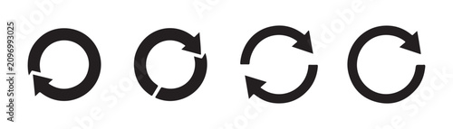 Картината върху платно Set of black rotation arrows isolated on transparent background vector circle reset icon for interface