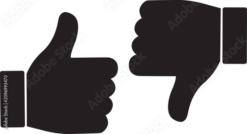 Foto Thumb up and thum down vector icon isolated on transparent background
