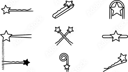 Εκτύπωση καμβά Fashion and Beauty Star Hair Accessories Line Art Icons Set