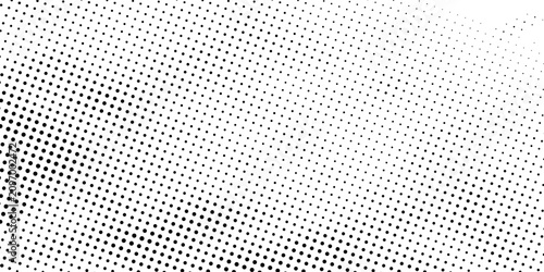 Dot grid pattern vector illustration. Simple black white point background with small and large polka dots. Abstract futuristic dotted mesh with gradient effect. Geometric minimal digital design.