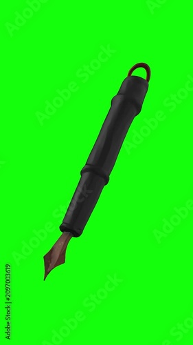 fountain pen nib for calligraphy and writing animated on green screen background, vertical video
