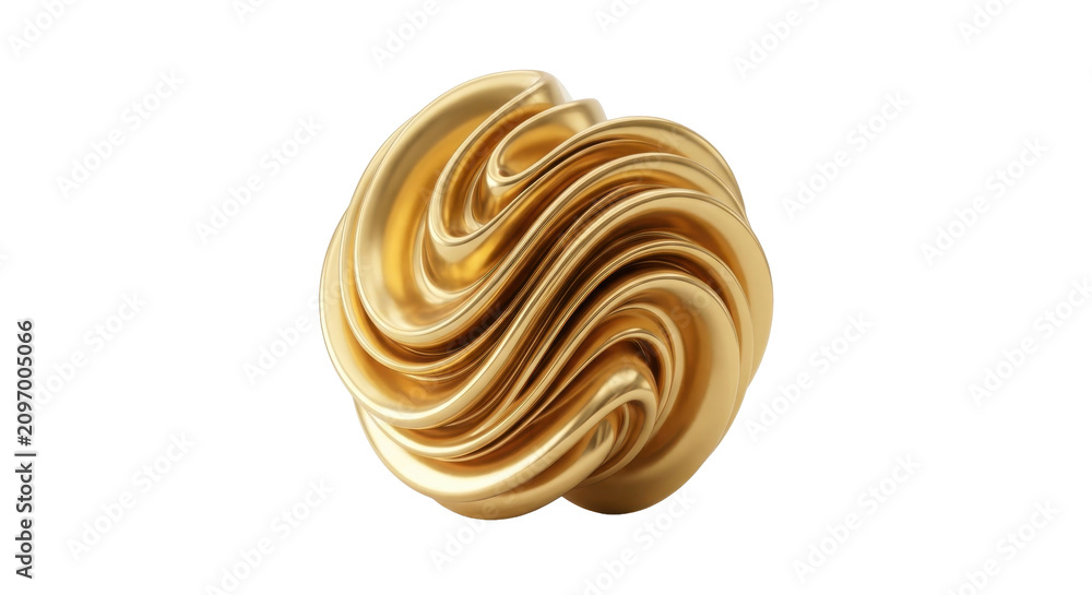 Fototapeta premium Golden swirl of creamy cosmetic product on white background