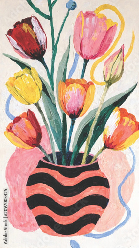 Tulip  Modern Botanical Illustration vector background 