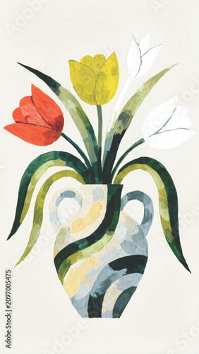 Tulip  Modern Botanical Illustration vector background 