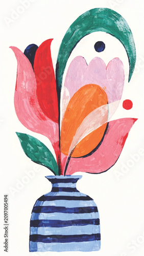 Tulip  Modern Botanical Illustration vector background 