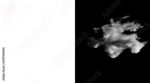 Tableau sur toile Atmospheric white cloud isolated on black background, fluffy cumulus cloud for p