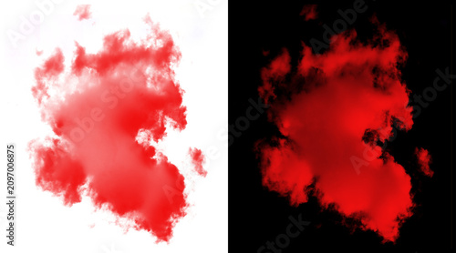 Tableau sur toile Vibrant red smoke explosion on black and white backgrounds, abstract crimson ink