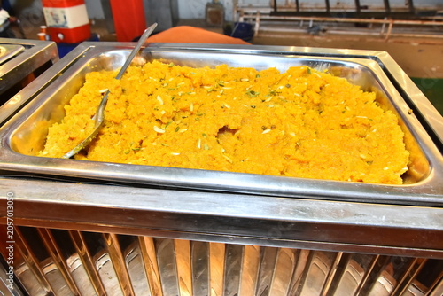 Catering food service at a grand Indian wedding reception