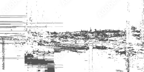 Tableau sur toile Glitchy distorted digital error video damage effect with horizontal lines and pi