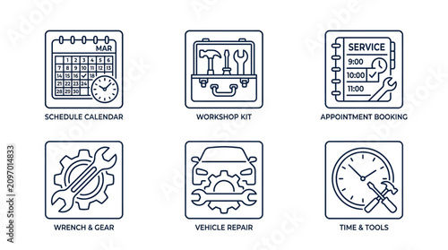 Calendar icons represent maintenance.