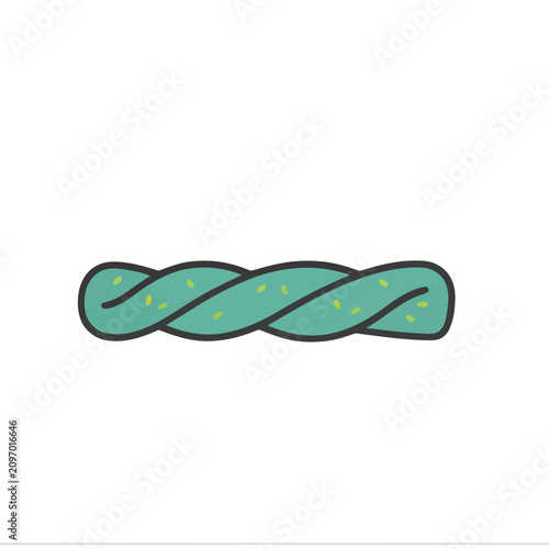 Twisted green candy with yellow specks