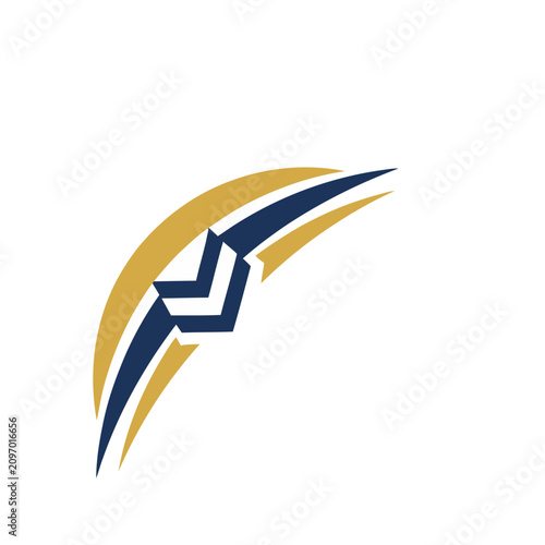 Abstract Blue and Gold Swoosh Logo