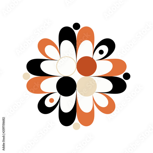 Abstract flat design flower with petals and dots