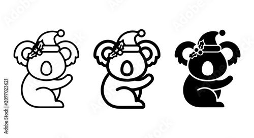 Photography Christmas Koala Icons, Festive Australian Animal Vector Graphics, Cute Holiday C