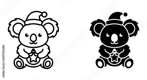 Canvas Print Cute Koala Christmas Icons, Festive Animal Vector Art, Holiday Character Graphic