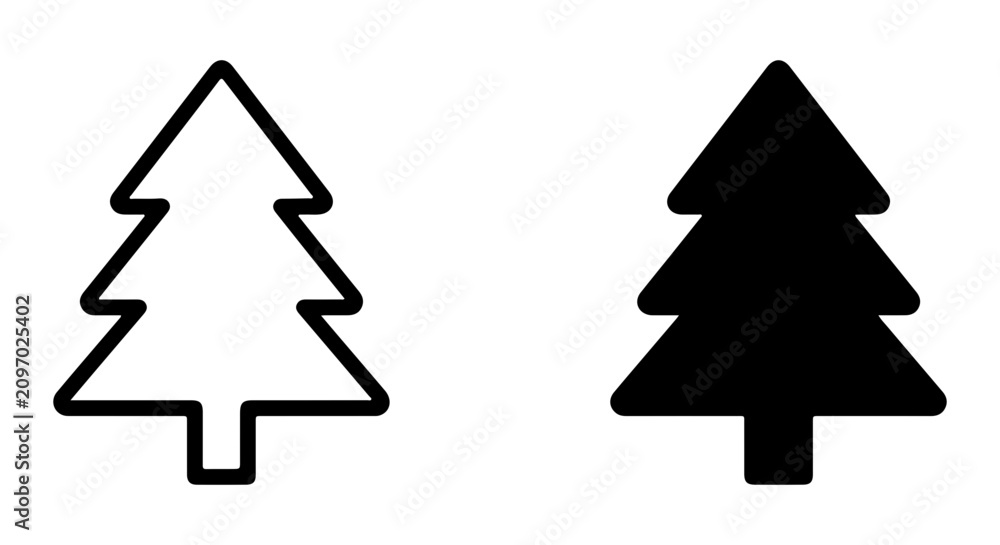 Obraz premium Christmas Tree Icons, Festive Evergreen Vector Graphics, Holiday Symbol Set, Winter Season Design Elements