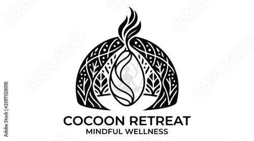 Elegant, abstract logo design symbolizing growth, transformation, and a serene wellness retreat.