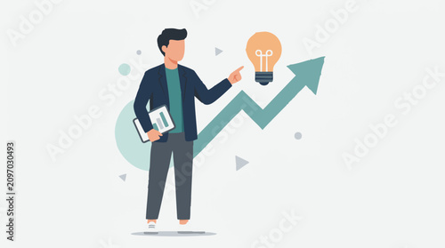 Businessman with creative idea and strategy for business growth and success