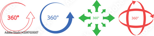 Obraz na płótnie 360 degree rotation arrows set