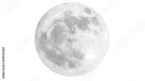 space moon lunar night halftone cosmos universe planet science celestial vector graphic design retro vintage art silhouette planet