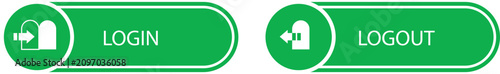 Fotografía Green login and logout button icons with padlock symbols