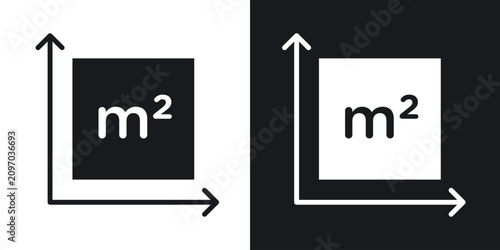 Square Meter icons in solid black and white collection