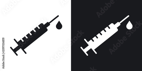 Photos Syringe icons in solid black and white collection