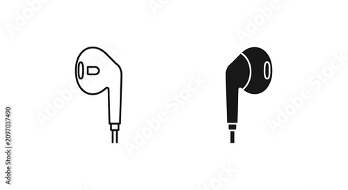 Set of earphone icons isolated on white background