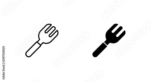 Fork icon set, outline and solid style, vector illustration