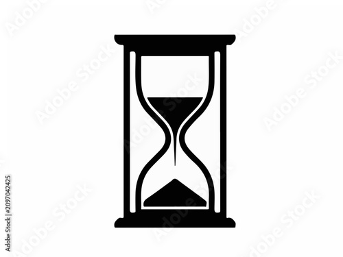 Black Hourglass Icon Representing Time Management and Deadlines Isolated on White Background