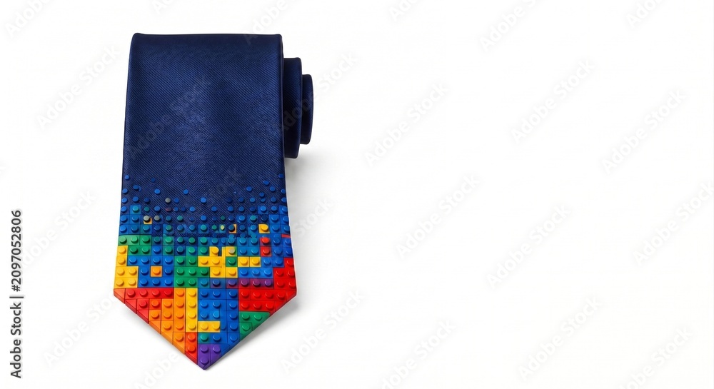 Obraz premium Pixelated building block style navy blue necktie