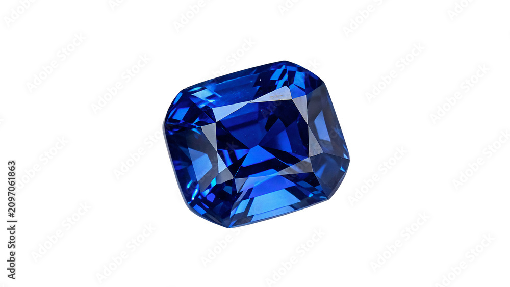 Fototapeta premium Beautiful bright blue sapphire diamond gemstone crystal mineral isolated on a transparent background