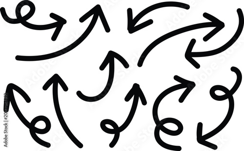 Hand drawn black arrows collection directional indicators for presentations and graphic design projects