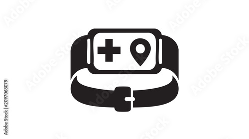 Foto 3D Black Telephone Receiver Icon with Glossy Round Button Symbol for Communicati