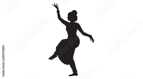 Canvastavla Indian dancer in traditional dress black silhouette