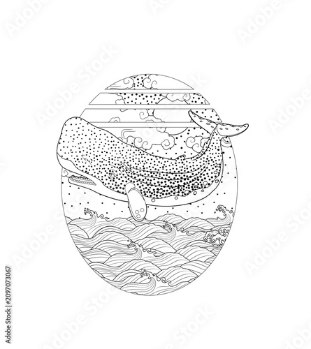 Tattoo stencil images featuring whales—suitable for line art and dotwork styles. Includes sperm whales, humpback whales, and orcas.