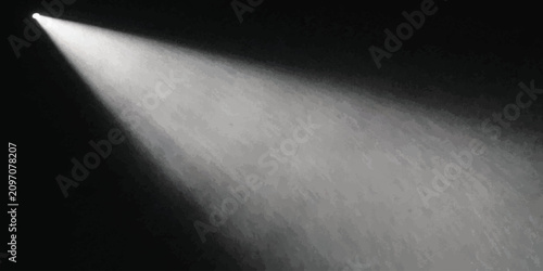 Angled spotlight beam shining through dark misty air with spotlight darkness illumination projection background dramatic contrast entertainment radiance intensity luminous artistic
