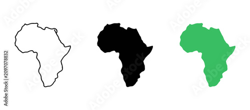 Quadro su tela Three stylized maps of africa in different graphical representations with contin