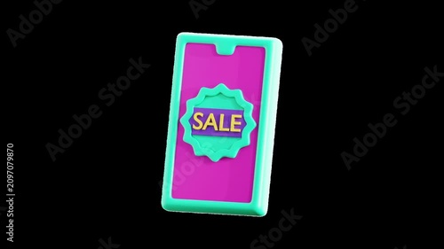 4D sale sign animation with transparent alpha channel, featuring a promotional display board for ecommerce stores, retail advertising, and online shopping campaigns. 