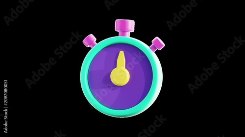 3D stopwatch animation with transparent alpha channel, featuring a limited time offer element for online shopping promotions, ecommerce campaigns, and retail marketing. 