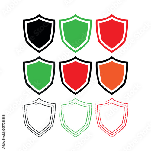 Shield icons, security symbols, protection logos, emblems set isolated on White Background